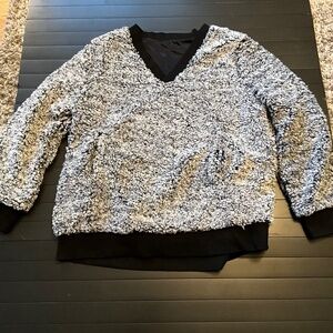 Ofenbuy Womens Sweatshirts Sherpa Oversized V Neck Fuzzy Fleece Sweatshirt